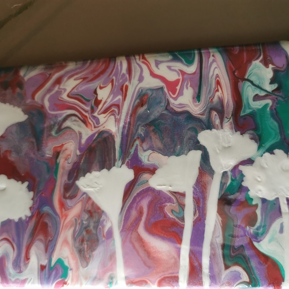 Wood Abstract Painting Melting Roses colors decor - Picture 5 of 12